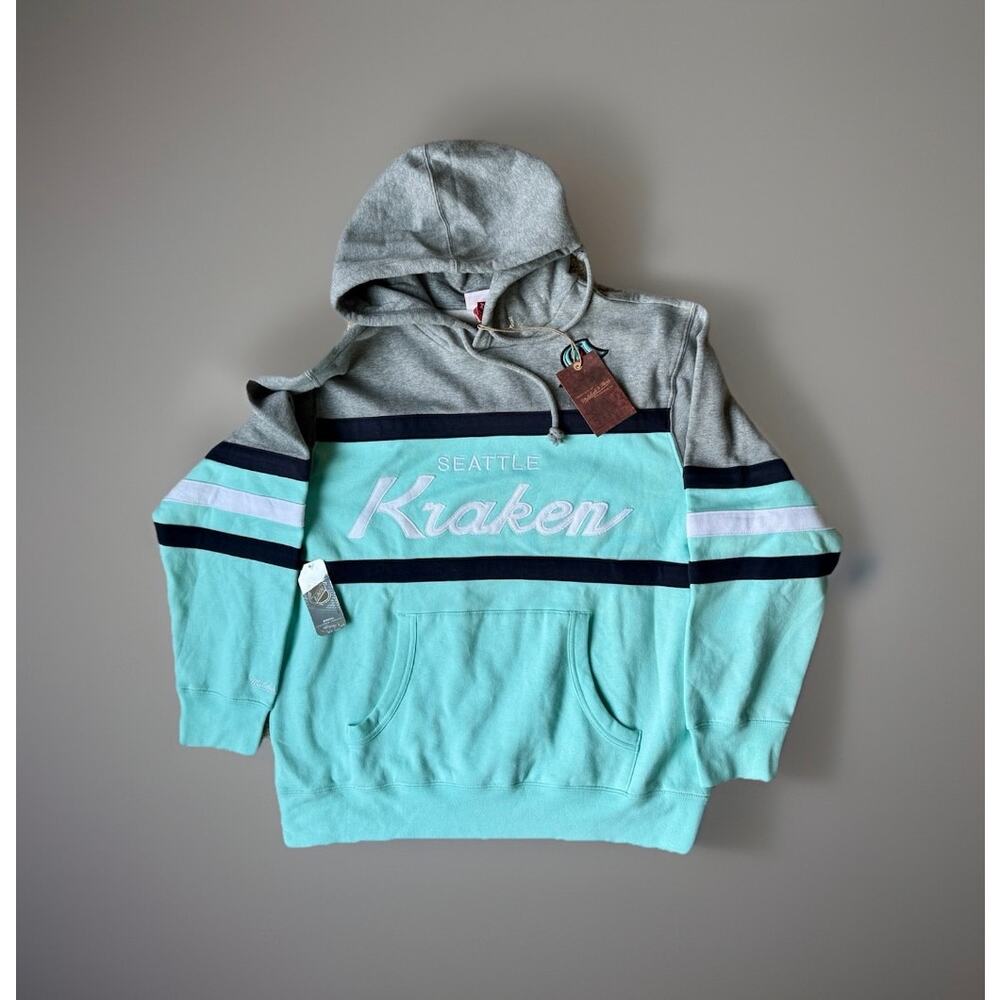 Mitchell & Ness Seattle Kraken Colorblock Hoodie XL NWT NHL Pullover Sweatshirt